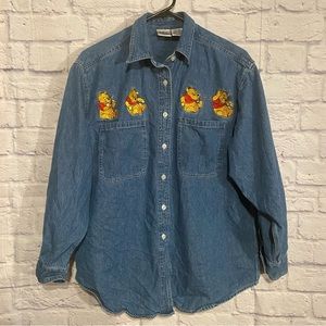 Vintage Disney Winnie the Pooh shirt long sleeve embroidered L